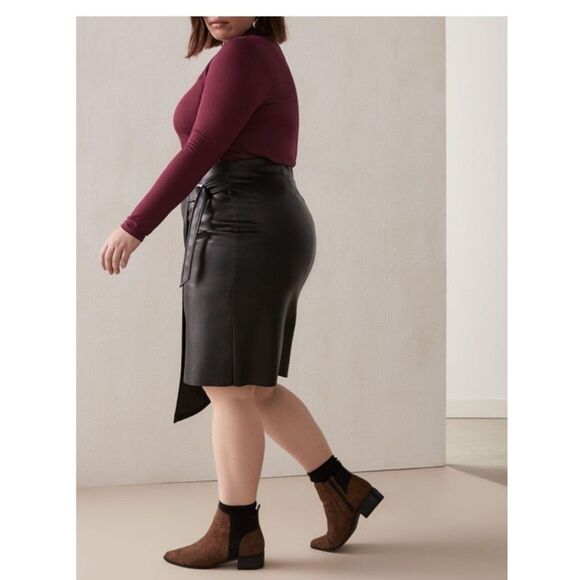 Addition Elle 𝅺Faux Leather Asymmetric Skirt Size 12 - Picture 3 of 13